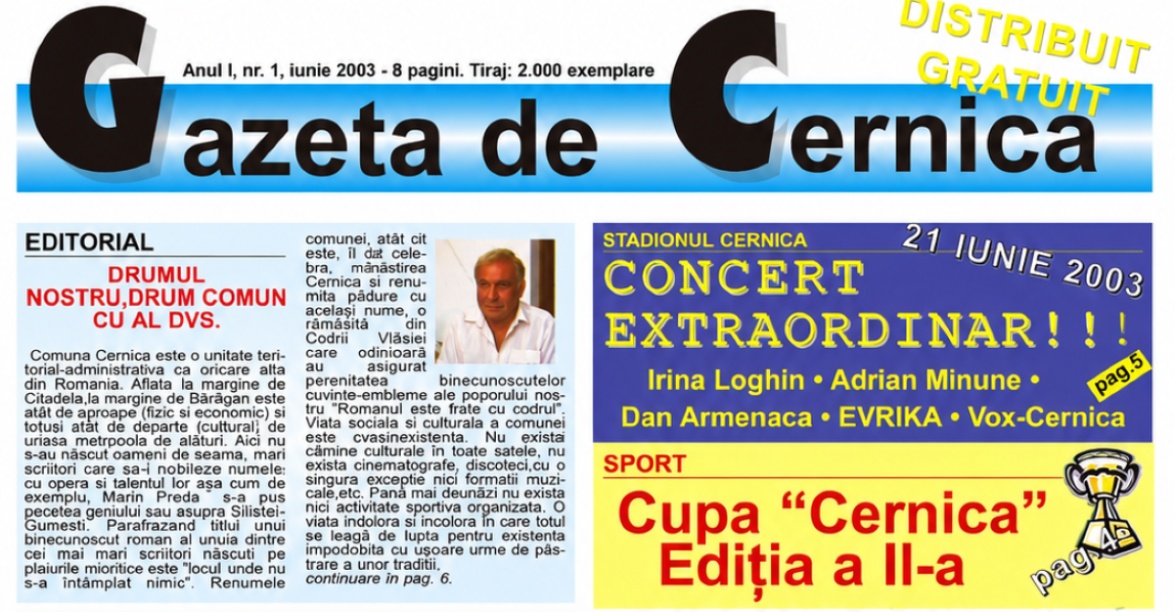 23 de ani de la „Gazeta de Cernica”. Ziarul care a apărut o singură dată, dar nu a dispărut niciodată