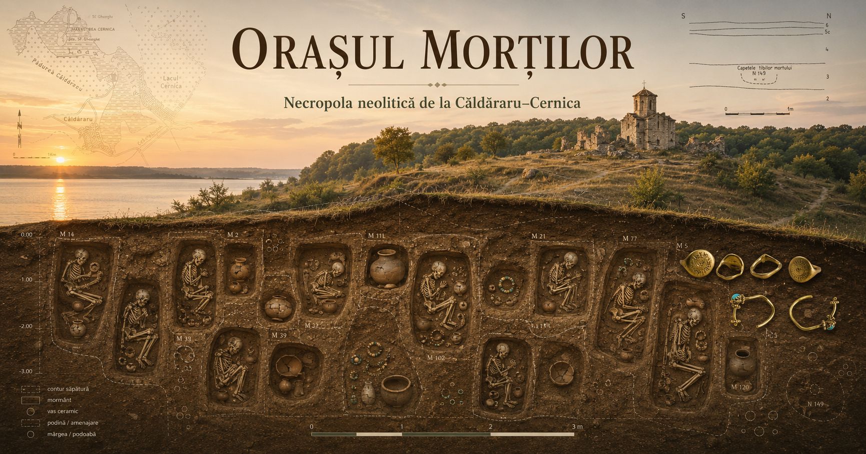 Orașul morților de acum 7.000 de ani, necropola neolitică de la Căldăraru-Cernica: ascunsă sub istoria medievală a locului