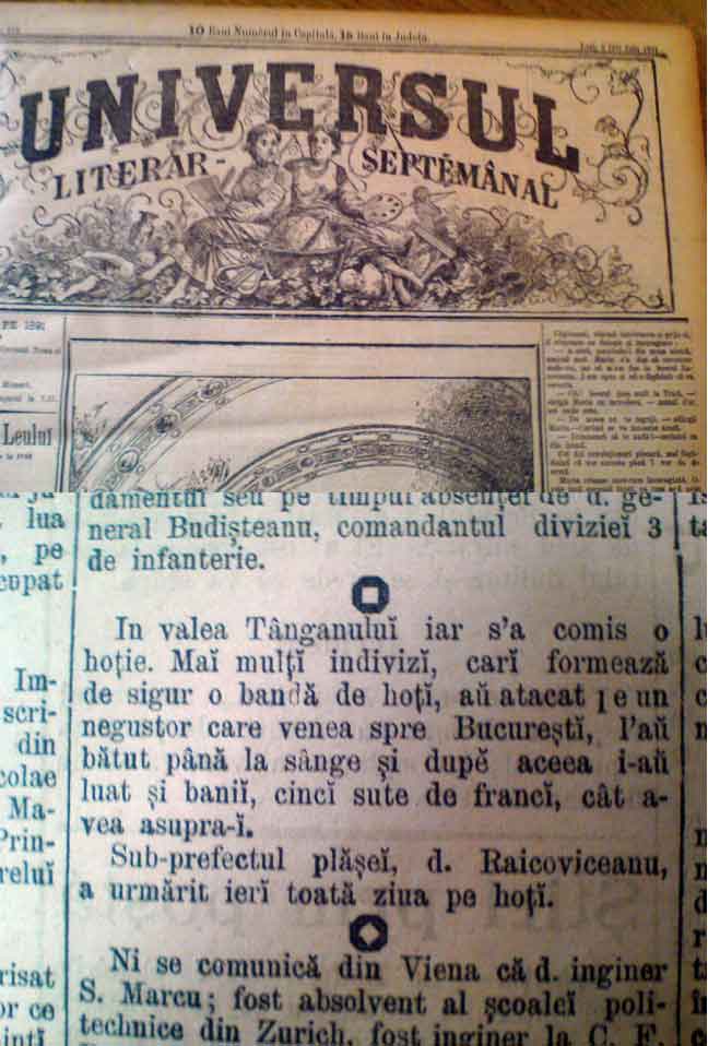"Amintiri despre viitor" de la 1891 despre Tanganu.